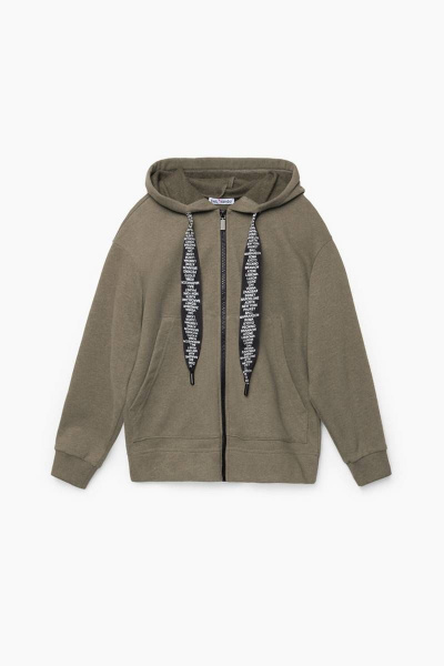 Демисезонная толстовка с капюшоном и слоганом Bell Bimbo 212132 хаки меланж - фото 1