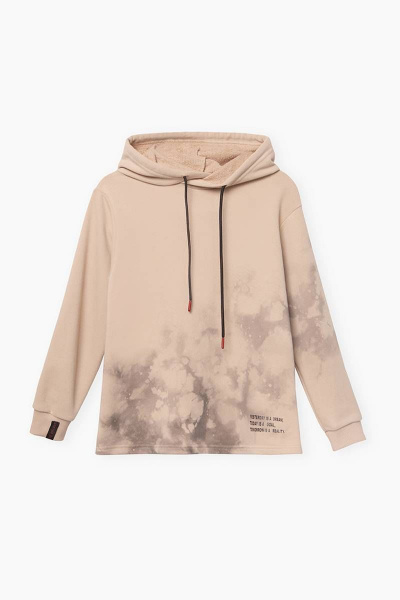 Худи свободного кроя с принтом tie-dye и трансфером Bell Bimbo 212138 бежевый - фото 1