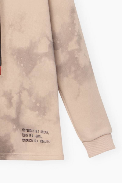 Худи свободного кроя с принтом tie-dye и трансфером Bell Bimbo 212138 бежевый - фото 2