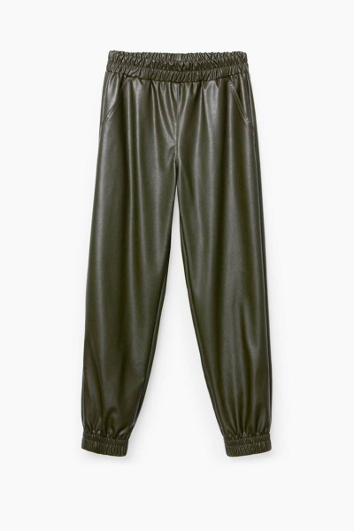 Экокожаные джоггеры с поясом и карманами для девочки Bell Bimbo 213106 хаки - фото 1