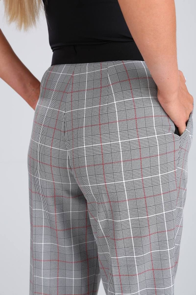 Брюки, жакет Vilena 726 серая_клетка+красная_полоска - фото 8