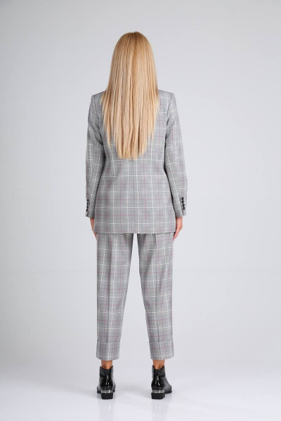 Брюки, жакет Vilena 726 серая_клетка+красная_полоска - фото 7