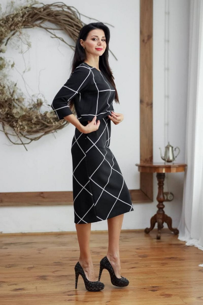 Платье Леди скок 277 черный-клетка - фото 4