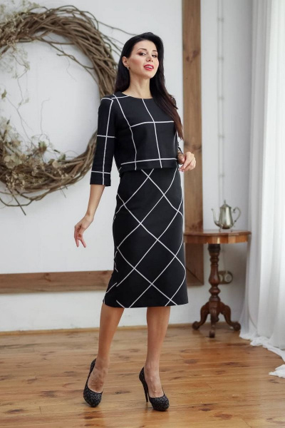 Платье Леди скок 277 черный-клетка - фото 3