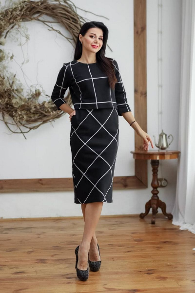 Платье Леди скок 277 черный-клетка - фото 2