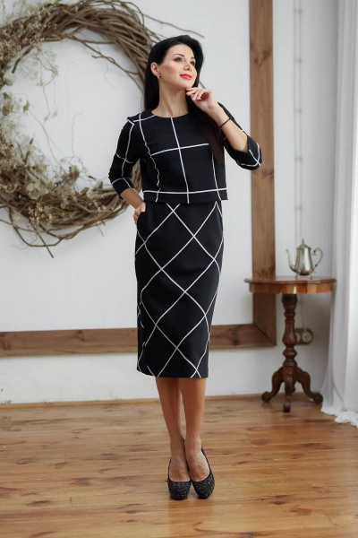 Платье Леди скок 277 черный-клетка - фото 1
