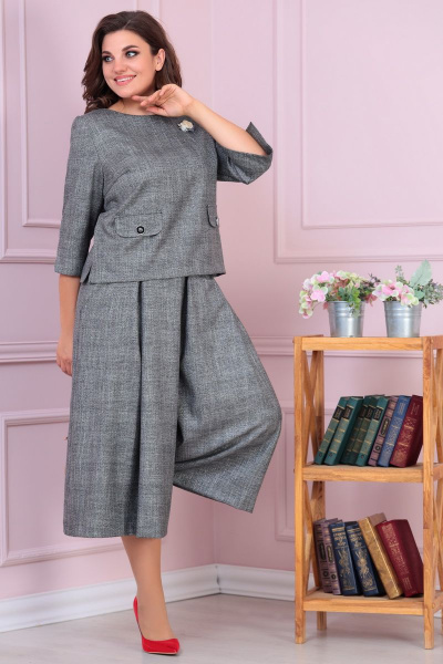 Блуза, брюки Solomeya Lux 851А серый - фото 2