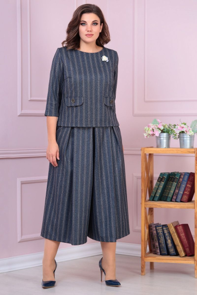 Блуза, брюки Solomeya Lux 851 синий - фото 2