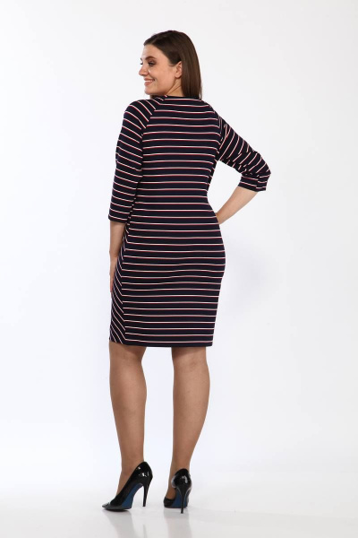 Платье из трикотажа с карманами и полукруглым вырезом Lady Style Classic 766/6 Темно-синий_с_красным - фото 2