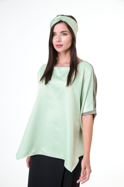 Блуза свободного силуэта с асимметричным низом из текстиля Anelli 1102 - фото 3