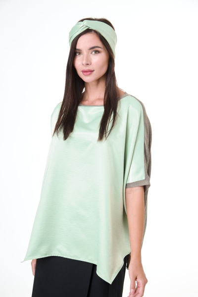 Блуза свободного силуэта с асимметричным низом из текстиля Anelli 1102 - фото 4