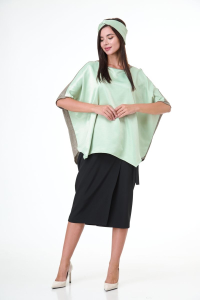 Блуза свободного силуэта с асимметричным низом из текстиля Anelli 1102 - фото 1