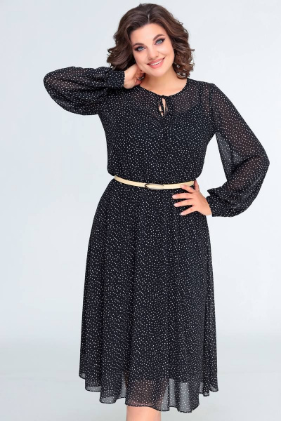 Платье, ремень Swallow 396 черный_в_горошек - фото 2