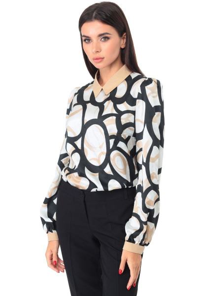 Блуза офисная из текстиля с воротником и манжетами Talia fashion 364 - фото 3