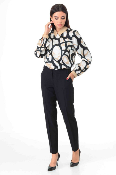 Блуза офисная из текстиля с воротником и манжетами Talia fashion 364 - фото 7