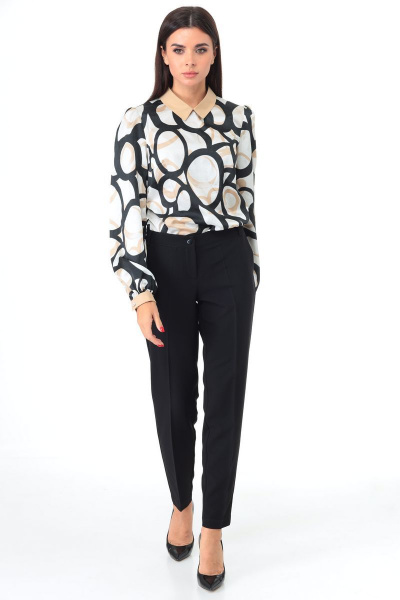 Блуза офисная из текстиля с воротником и манжетами Talia fashion 364 - фото 9