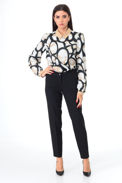 Блуза офисная из текстиля с воротником и манжетами Talia fashion 364 - фото 8