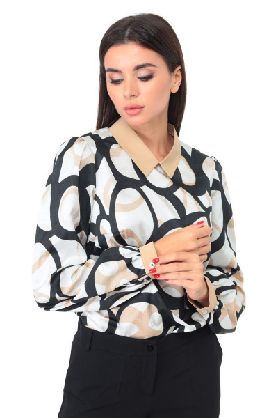 Блуза офисная из текстиля с воротником и манжетами Talia fashion 364 - фото 4