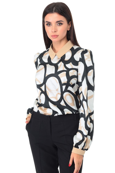 Блуза офисная из текстиля с воротником и манжетами Talia fashion 364 - фото 2