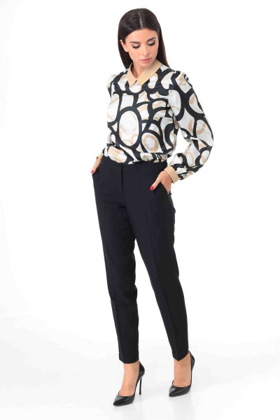Блуза офисная из текстиля с воротником и манжетами Talia fashion 364 - фото 6