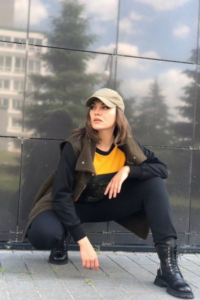 Брюки, джемпер, жилет Runella 1409 хаки - фото 7