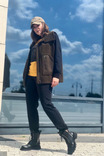 Брюки, джемпер, жилет Runella 1409 хаки - фото 4