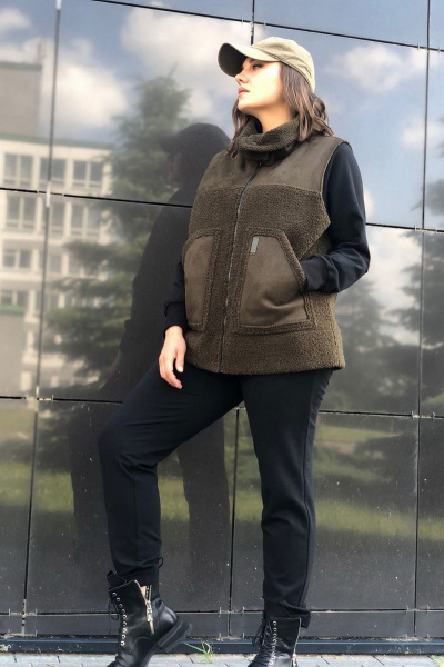 Брюки, джемпер, жилет Runella 1409 хаки - фото 1