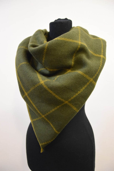 Зимний шарф крупная клетка хаки TrendCorner 9-16-23-199 1655 - фото 1