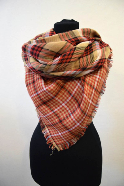 Шарф шотландка кэмел красный для зимних образов TrendCorner 6-6-23-358 1746 - фото 3
