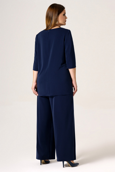 Базовый женский костюм из текстиля на каждый день Панда 26020z синий - фото 3