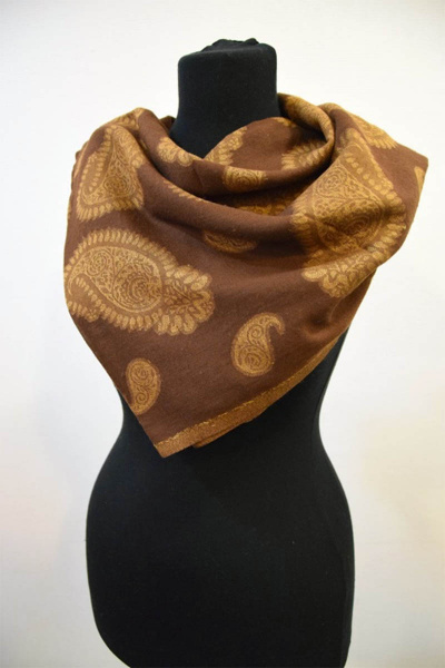 Круглогодичный жаккард шарф кофейный с золотом TrendCorner 7-21-19-319 1712-1 - фото 1