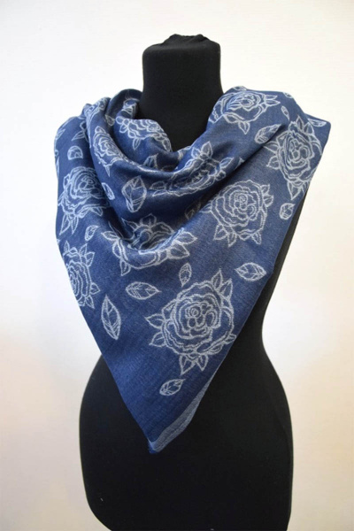 Круглогодичный жаккард шарф синий голубой для повседневной носки TrendCorner 7-22-19-322 1684 - фото 1