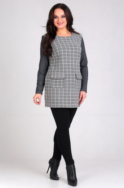 Туника из трикотажа и шерсти с накладными карманами Таир-Гранд 6525 св-серый - фото 1