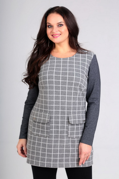 Туника из трикотажа и шерсти с накладными карманами Таир-Гранд 6525 св-серый - фото 2