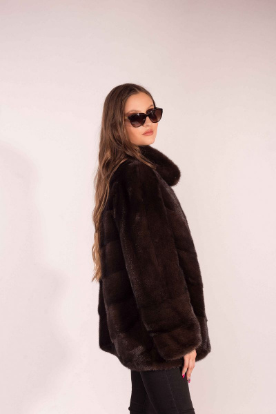 Куртка из норки с кулиской и плечевыми накладками Мехофф Лада75.422-121 темный_соболь - фото 4