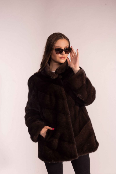 Куртка из норки с кулиской и плечевыми накладками Мехофф Лада75.422-121 темный_соболь - фото 1