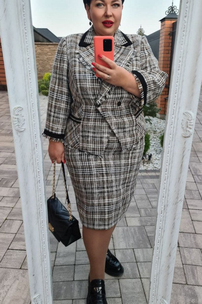 Жакет, юбка Vittoria Queen 14163 оттенки_песочно-бежевые - фото 4