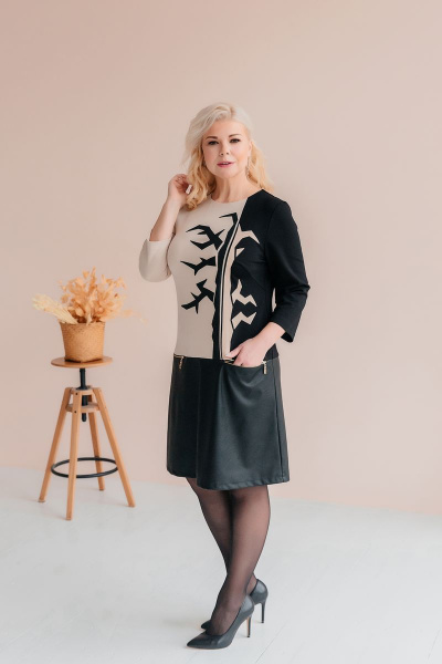 Платье ASV 2448 бежево-черный - фото 5
