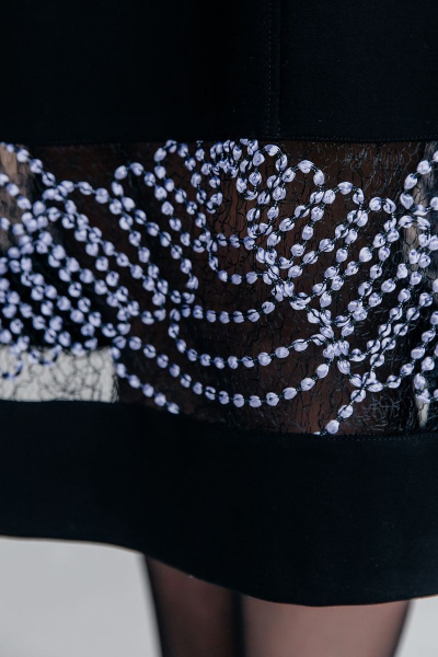 Платье трапеция с молнией в спинке и рельефом ASV 2421 черно-фиолетовый - фото 9
