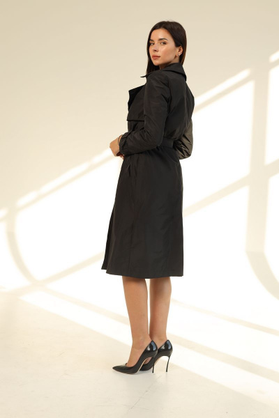 демисезонный плащ из плащевой ткани с капюшоном AURA otd 7010 черный - фото 3