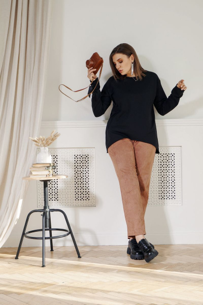 Святшот полуприлегающего силуэта, с регулируемыми рукавами BegiModa 4009 черный - фото 4