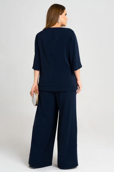 Базовый женский костюм на каждый день брюки и джемпер Панда 26120z синий - фото 2
