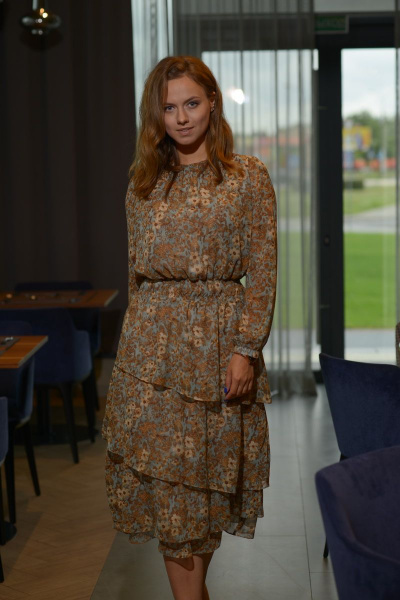 Платье из шифона с рюшами и съёмным воротником Anna Majewska 1487 1 - фото 2