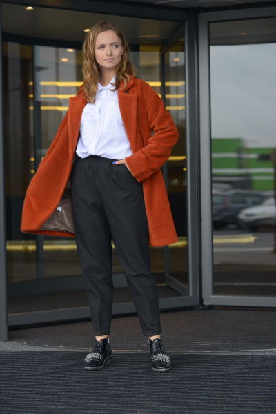 Брюки зауженные из хлопка с карманами для ежедневного ношения Anna Majewska 1497 черный - фото 1