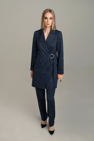 Брюки, жакет MARIKA 415 тёмно-синий/полоска - фото 3