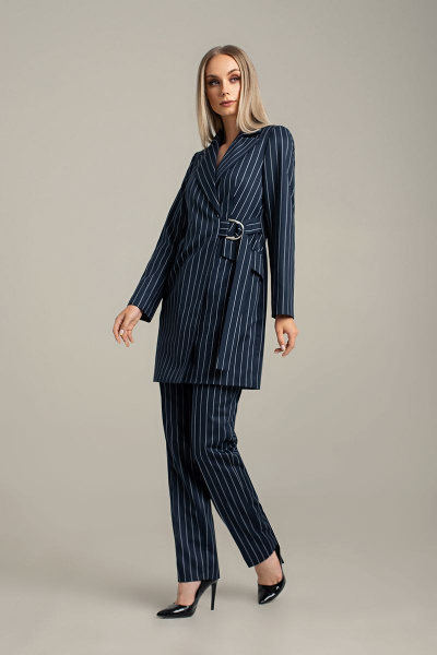 Брюки, жакет MARIKA 415 тёмно-синий/полоска - фото 2