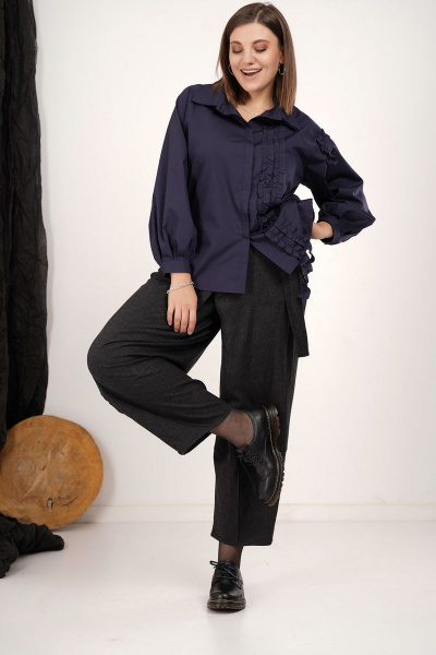 Блуза GRATTO 4134 темно-синий - фото 2