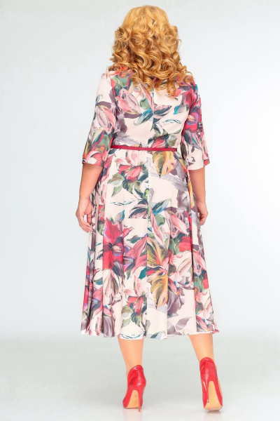 Платье Swallow 397 бежевый_принт_акварель - фото 4