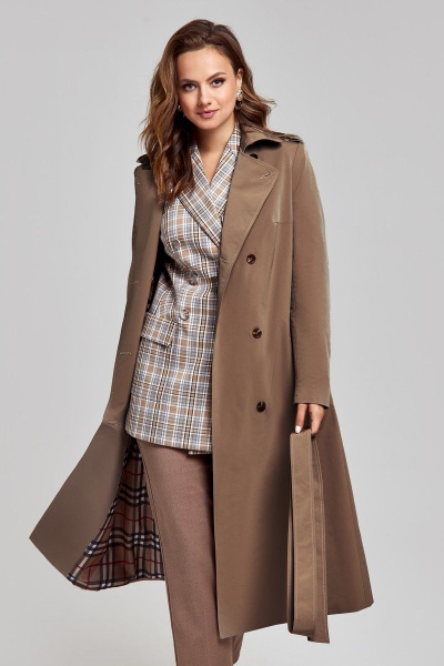 Плащ SandyNa 130602 орехово-шоколадный - фото 3