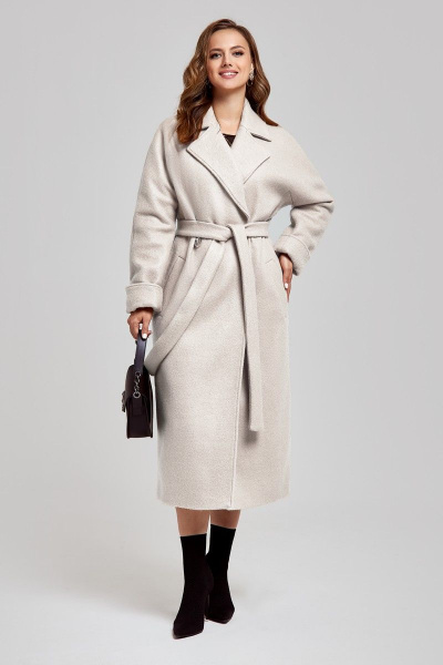 Пальто SandyNa 130604 серо-жемчужный - фото 2